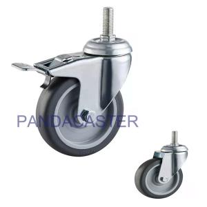 100mm Institutional Casters Rubber Wheels TPR Castors With Dual Lock