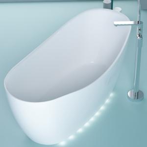 Modern White Free Standing Bathtub With Center Drain Placement Customized Color