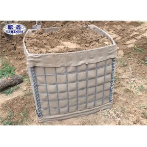 China Geotextile Lined Military HESCO Barrier , High Tensile Welded Gabion Barrier on sale