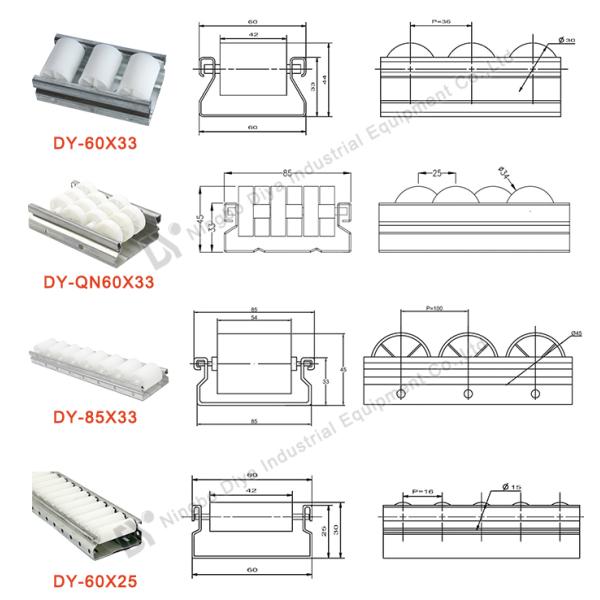 Work Table Sliding Roller Track , Heavy Duty Roller Track With PU Material