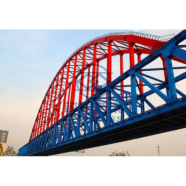 Concrete Deck Steel Arch Bridge Metal Pedestrian Bridge With Painted Surface
