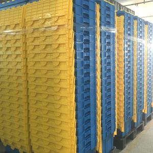 171L Volume Heavy Duty Nestable Plastic Shipping Crates with Attached Lid