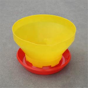 Multifunctional Chicken Turkey Feeder Yellow Plastic With Anti Waste Ring