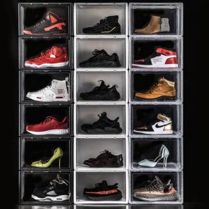 Rectangle Plastic Shoe Box Organizer Stackable Shoe Box Drawers