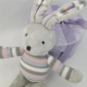 ODM OEM Gift Custom Colorful Knitted Toy Polyester Stuffed Striped Plush Rabbit