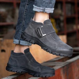 Anti-proof Unisex Suede Work Shoes in Gray Khaki for Industrial Safety