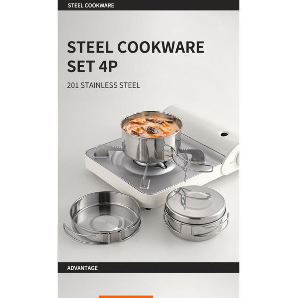 Silver Camping Non Stick Mess Kit Portable For Outdoor Hiking