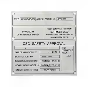 ISO Shipping Container CSC Plate on Container