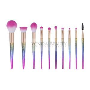 China Customized 10pcs Professional Makeup Brush Set With Gradient Color Handle on sale