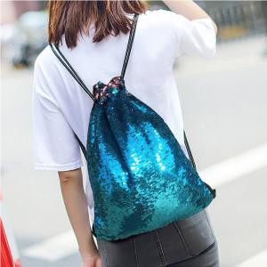 Reversible Mermaid Sequin Drawstring Bag , Draw Strap Backpack Reversible For