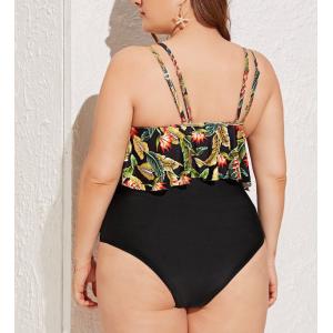 2019 New Plus Size Two piece High Waist Woman's swimwear Push up