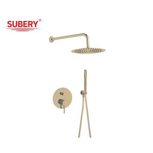 Cheap Brushed Golden Classical Rain Shower With Handle Concealed In Wall for sale