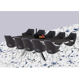 Stylish Rectangular Extendable Dining Table Glossy Stainless Leg Heat Resistant