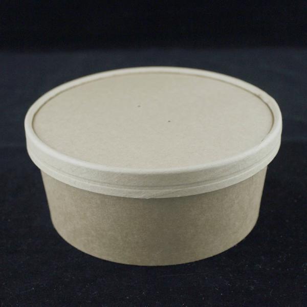 Salad Disposable Kraft Paper Bowls With Lids Takeaway Packaging Container 1100ml