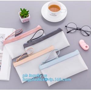 Cheap clear vinyl TPU pencil case bag with zipper for boys girls, Creative contracted envelope bag translucent frosted pencil for sale