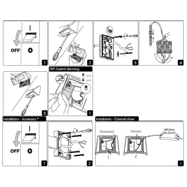 Unique Design 3W IP65 Aluminum Alloy Outdoor LED Wall Lights With 2-Step Dimmable Driver 3000K