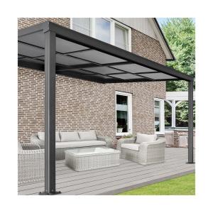 Cheap 6mm 8mm Pergola Style Patio Cover Quick assembly Slide Roof Gazebo With Gutter System for sale