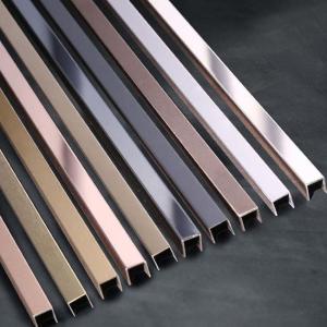 China Silver Mirror Finished U-Shape 316L Stainless Steel Tile Edging 5mm on sale