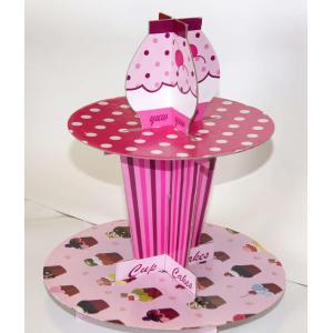 Custom Made Round Cupcake Stand , Lightweight Cardboard Tiered Cake Stand