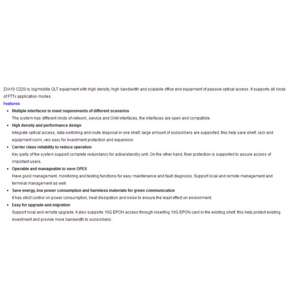 Newest OLT ZTE C220 ZXA10 Series GPON EPON FTTX Equipment