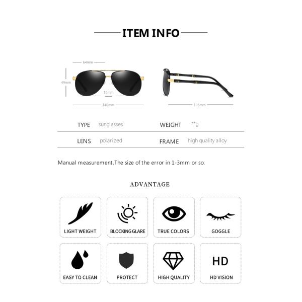 Color Film Glasses Case Men'S Metal Frame Polarized Sunglasses UV400 Resin Lens