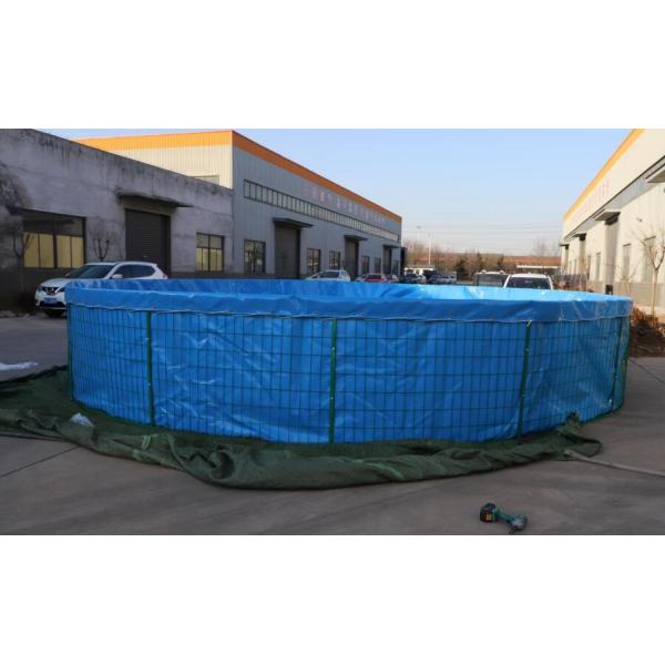 Quality Foldable 50000 Liters PVC Tarpaulin Fish Pond With Steel Mesh wholesale
