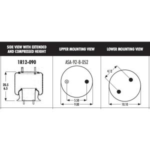 China 1R12-090 Goodyear Rolling Lobe Air Spring ONTI 910-16P407 For INT’L/ NAVISTAR 1660581C1 on sale