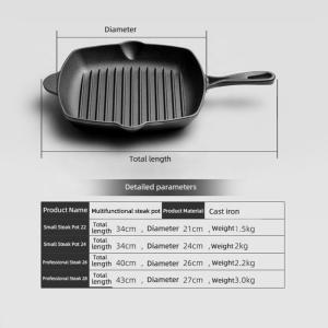 Flat Bottom Stovetop Grill Pan Cast Iron Non Stick Frying Pans For Cooking