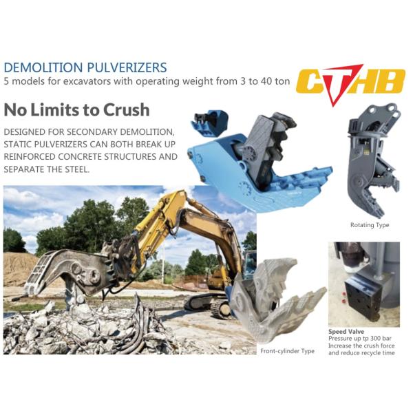 42CrMo Concrete Pulverizer Yakai CTHB 360 Rotating Hydraulic Pulverizer For Excavator