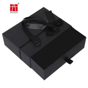Custom Black Square Package Gift Box With Ribbon Bowknot Gift Package For Women