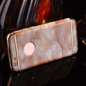 Hard PC 3 in 1 Plating Border Marble Lines Back Cover Cell Phone Case For iPhone