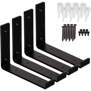 DIY Floating Shelf Black 12 inch J Shelf Bracket with Lip Hook Process Deep