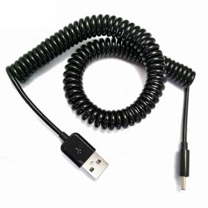 Retractable Sprial Coiled USB to Mini B 5p Data Charger Cable