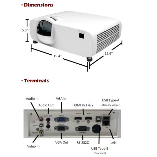 SMX 4800 Lumen 3LCD Laser Short Throw Projector Perfect for WUXGA 1920x1200 Resolution