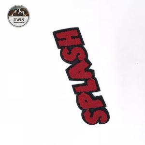 Red Splash Chenille Letter Patches , Custom Logo Patches Towel Twill Material
