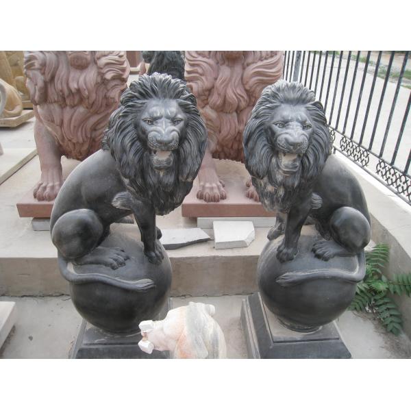 200cm Life Size Customized Lion With Wings Statue , Stone Carving Sculpture