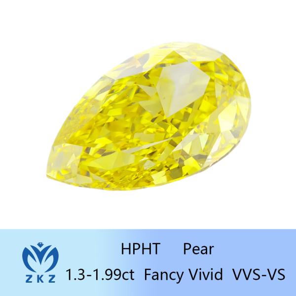 Quality 1.3ct-1.99ct HPHT Pear Loose Lab Created Yellow Diamond With IGI Certification wholesale