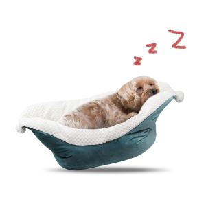 China Boat shape Portable Pet Bed Luxury Furry Dog Bed Washable Calming Bed for Dog and Cat on sale