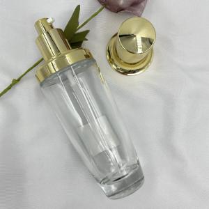 100ml Transparent Oval Cosmetic Bottle Gold Cap Lotion Customized Color