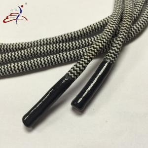 Black And White Custom Shoelace Silicone Dipped Tips Round Shoelace