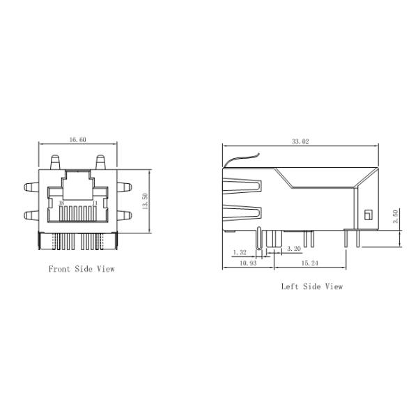 Replacement 7499511002A POE Magnetic RJ45 Connector , LPJK6069CNL
