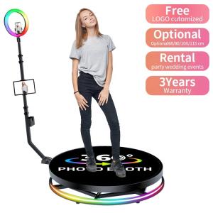 80-120CM Rotating Stand Square LED Ring Photo Booth with Strong Metal Tempered