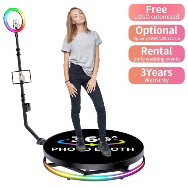 80-120CM Rotating Stand Square LED Ring Photo Booth with Strong Metal Tempered