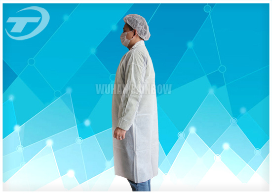 Medical Lab Breathable Disposable Scrub Suits Non woven With Shirt Collar Knitted Cuff