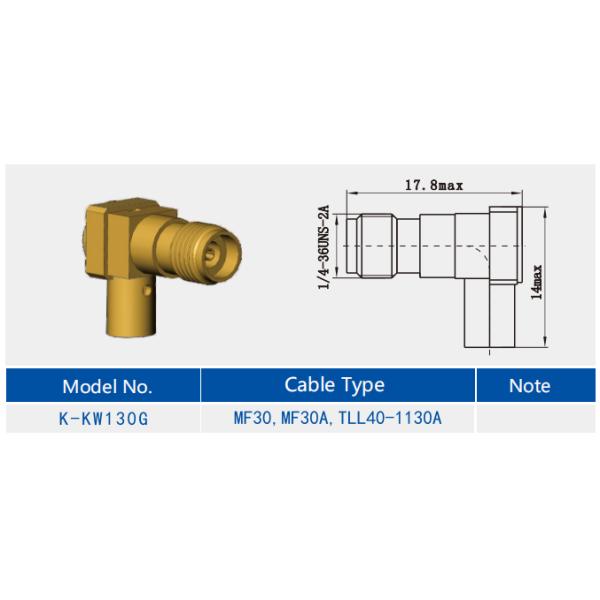 K2.92 Female RA Stainless Steel RF Coax Connector for MF30/MF30A/TLL40-1130A Cable