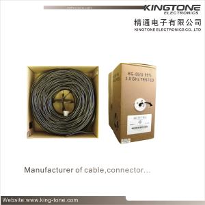 China RoHS Standard PVC Jacket CATV RG11 Coax Cable 14 AWG CCS 60% AL Braid With Messenger on sale