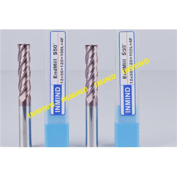 Cnc Vertical Milling Machine Carbide End Mill Cutter , TiSiN Coating Cnc Milling