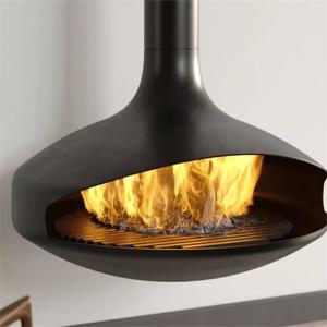 China 100cm Modern Wall Mounted Indoor Hanging Wood Burning Suspended Fireplace on sale