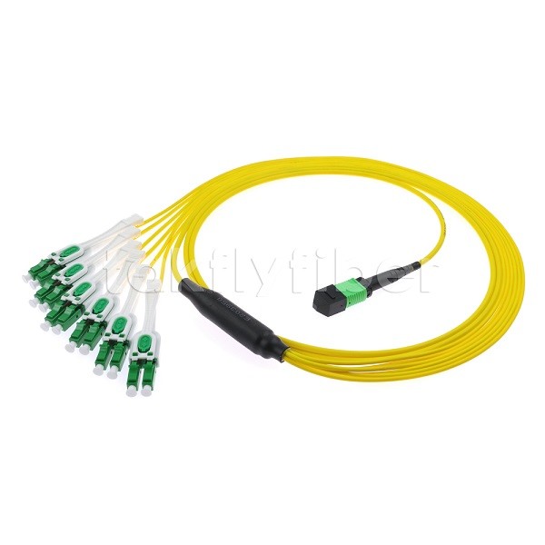 12F MPO-6x LC APC DX Uniboot SM Fiber Optic Patch Cord with Nickel Sleeve 3.0mm