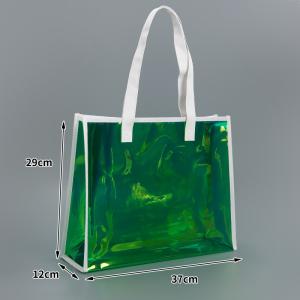 sustainable recyclable Holographic Clear Tote Bag With Leather Handle Iridescent